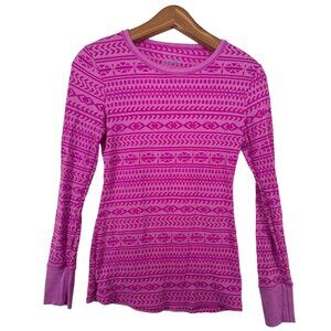 Columbia Women Top Sz S Omni Wick Pink Waffle Knit Long-Slv T-Shirt Thermal PInk